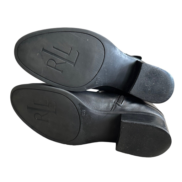 Women's Lauren Ralph Lauren Heeled Boots 8.5 Black Brown - Picture 7 of 9